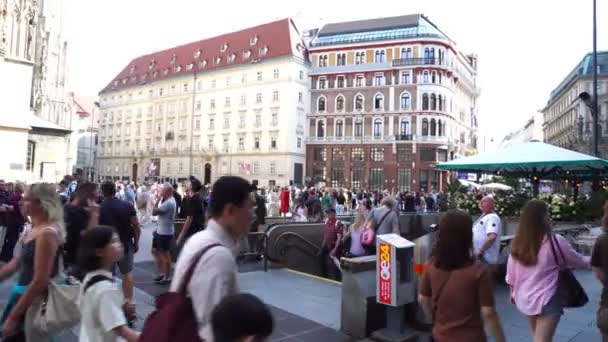 Vienna Austria July 2023 Old Town Stephansplatz Tourist Walking — Stock Video