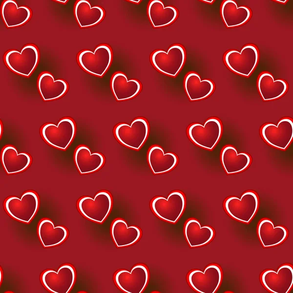Herzen Auf Rotem Hintergrund Nahtloses Muster Für Verpackungsdesign Geschäfte Hintergrund — Stockvektor