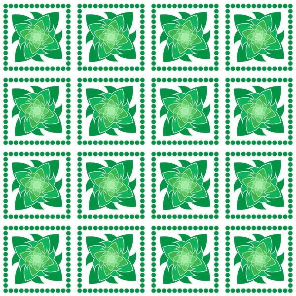 Abstrakte Grüne Elemente Auf Weißem Hintergrund Nahtloses Muster Für Verpackungsdesign — Stockvektor