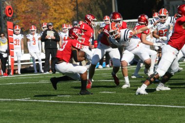 Wash U (Bears) - Francis Olympic Field St. Louis, Missouri 'de Carroll Üniversitesi (Pioneers) maçı. Washington U 35-23 kazanıyor. Stadyumda oynayan Amerikalı futbolcular