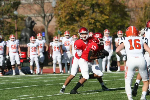 Bir futbol sahasındaki oyuncular, Wash U (Bears) - Carroll Üniversitesi (Pioneers) - Son Gün 2023. Washington Üniversitesi St. Louis Kampüsü 'nde oynanan maç 35-23 kazandı..