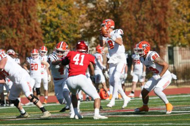 Wash U (Bears) - Francis Olympic Field St. Louis, Missouri 'de Carroll Üniversitesi (Pioneers) maçı. Washington U 35-23 kazanıyor. Stadyumda oynayan Amerikalı futbolcular