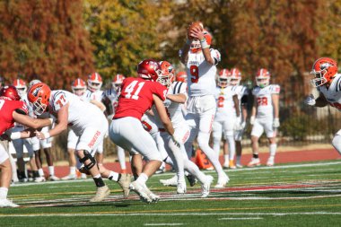 Wash U (Bears) - Francis Olympic Field St. Louis, Missouri 'de Carroll Üniversitesi (Pioneers) maçı. Washington U 35-23 kazanıyor. Stadyumda oynayan Amerikalı futbolcular