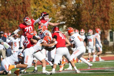 Wash U (Bears) - Francis Olympic Field, St. Louis, Missouri 'de Carroll Üniversitesi (Pioneers) maçı. 2023 yılının son gününde 35-23 kazanıyor. Amerikalı futbolcu / oyuncular