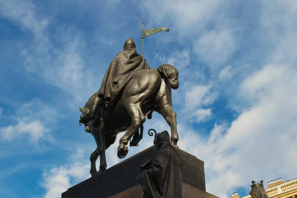 Statue Des Heiligen Wenzel Unter Schönem Himmel Prag Tschechien — Stockfoto