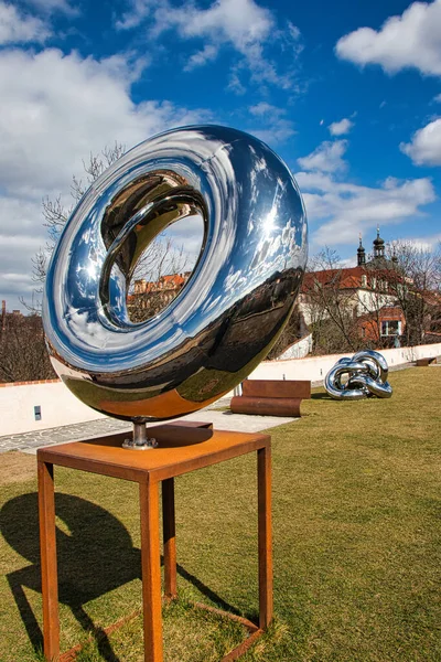 Stock image Outdoor sculptures by Lukas Rais at Bastion garden called Light matter shape and you.