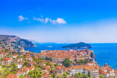 Adraitic Sea, Hırvatistan Avrupa 'nın Dubrovnik eski kasabasının renkli hava manzarası.