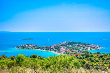 Colorful summer view of amazing Sevid place, Croatia Europe. clipart