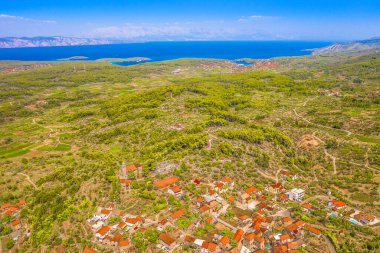 Drone view of countryside in Dalmatian islands, Hvar island. clipart