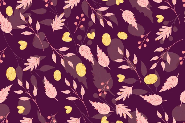 Roze Bladeren Met Paarse Achtergrond Kunnen Precies Worden Doorkruist — Stockvector