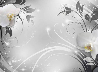 3d duvar kağıdı, beyaz çiçekli soyut arkaplan