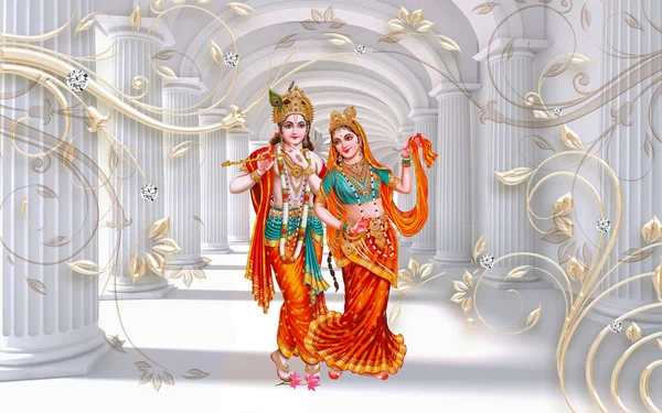 stock image 3D wallpaper , abstract background with radha krishna for wall wallpapers