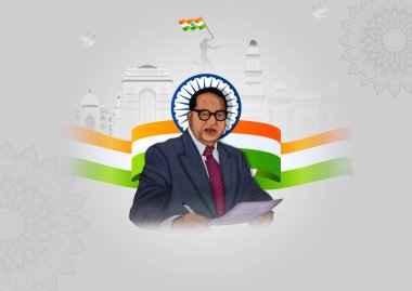 Hindistan 'da Bhimrao Ambedkar, Ambedkar Jayanti kutlamaları, Hint Anayasası' nın babası Bhimrao Ambedkar 'ın 3 boyutlu resmi..