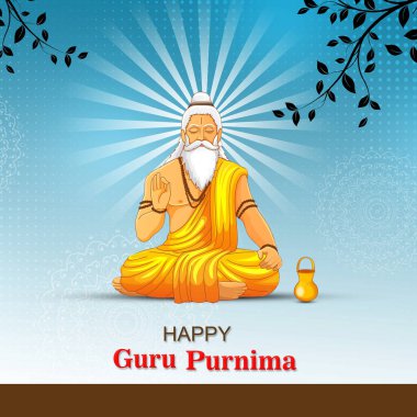 Guru Purnima kutlamasının yaratıcı bir örneği, insanların öğretmenlerini onurlandırdıkları gün, Mutlu Guru Purnima.