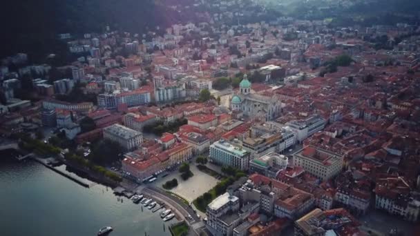 Drone Shots Aerial Footage City Como Itália Catedral Como Vista — Vídeo de Stock