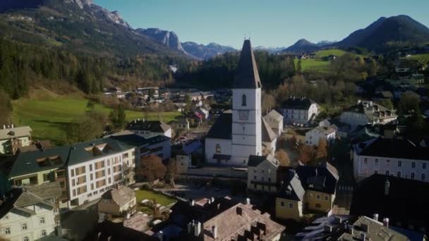 Veduta Aerea Del Glorioso Mountain Village Bad Aussee Altaussee Salzkammergut — Video Stock