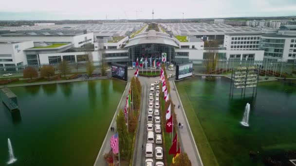 Munique Alemanha Novembro 2022 Drone View Messe Munchen Modern Fairground — Vídeo de Stock