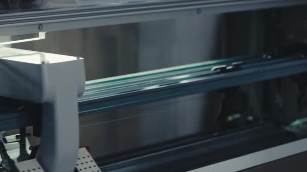 Impresora Que Imprime Ropa Impresión Fábrica Impresora Concepto Fábrica Costura — Vídeos de Stock