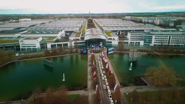 München Duitsland November 2022 Luchtfoto Van Beurscentrum München Messe Grote — Stockvideo
