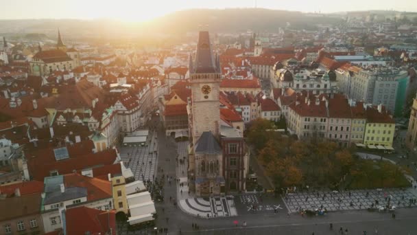 Aerial Drone Shot Old Town Square Historic Center Prague Capital — Vídeo de stock
