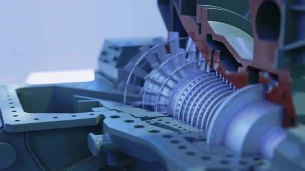 Componentes Turbina Ingeniería Recisión Vista Cerca Piezas Turbina Meticulosamente Elaboradas — Vídeos de Stock