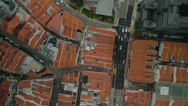 Widok Góry Singapores Dzielnicy Mieszkalnej Dachów Terakoty Kafelkami Przecinających Się — Wideo stockowe