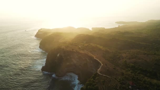 Veduta Aerea Dell Isola Nusa Penida Mentre Sunny Weather Ocean — Video Stock
