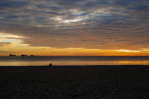 Sunrise Beach Gdynia Poland — Stock Photo, Image