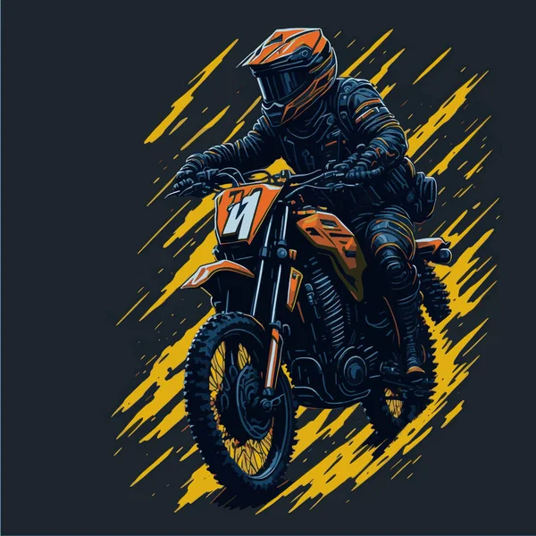 A man on a motorcycle. Motocross racer on a motorcycle. Motorcross sportsman. Vector illustration. Motocross T shirt design.
