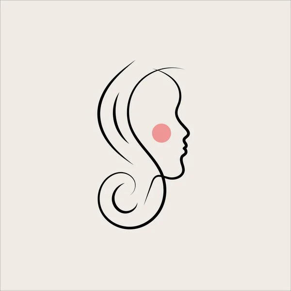 Логотип Салона Красоты Профиль Девушки Икона Женщины Концепция Ухода Волосами — стоковый вектор
