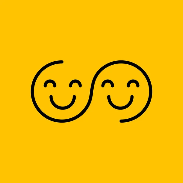 Dwie Szczęśliwe Twarze Minimalne Logo Koncepcja Uśmiechu Linia Szczęścia — Wektor stockowy