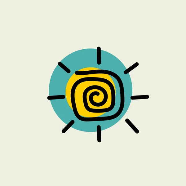 Soleil Logo Été Dessiné Main Croquis Logotype Soleil Doodle Concept — Image vectorielle