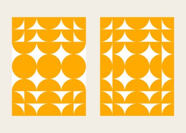 Geometric pattern of circles, cover for booklet in bauhaus style. Vector backdrop, abstract poster