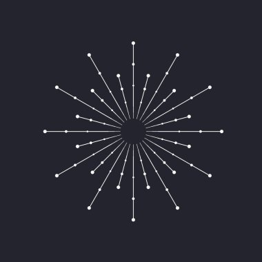 Linear boho frame with rays. Vector sun, tattoo, design minimal element 