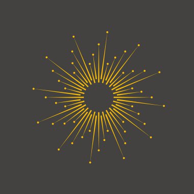 Linear boho frame with rays. Vector sun, tattoo, design minimal element 