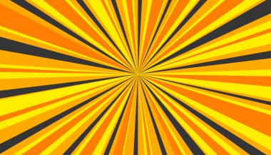 70 'ler tarzında güneş ve güneş ışınlı geçmişe dönük pankart. Gündoğumu, yaz arkaplanı. Güneş ışını çizimi, yıldız patlaması geometrik desen. Eski duvar kâğıdı