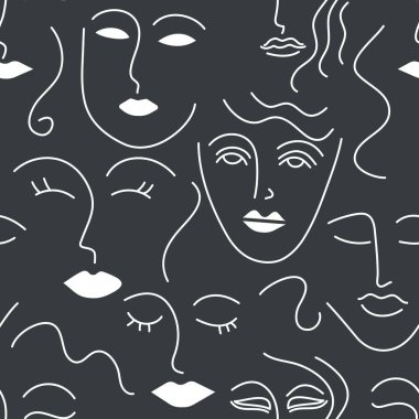 Kadın yüzleri, kusursuz çizim şekilleri. Kadın geçmişi, feminizmi, kadınlığı