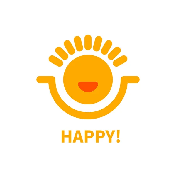 太陽の文字 ラインロゴ 幸せな笑顔の太陽のアイコン 正のベクトル記号おはよう — ストックベクタ
