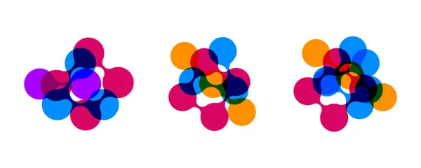 Scientific Logo Set Abstract Color Bubbles Science Icon Logotype — Stock Vector