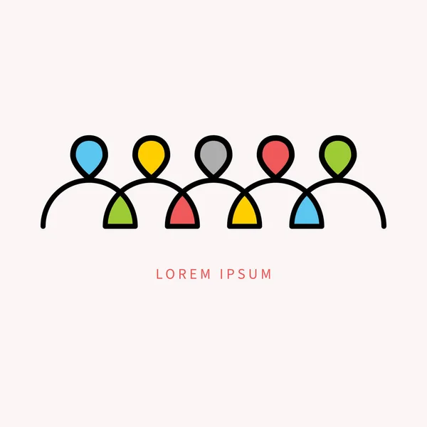 Hat insanları, iş logosu. Doğrusal bağlantılı grup simgesi. Takım çalışması ouline konsepti, takım logosu