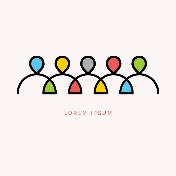 Line People Business Logo Linear Connected Group Icon Teamwork Ouline Royalty Free Stock Illustrations