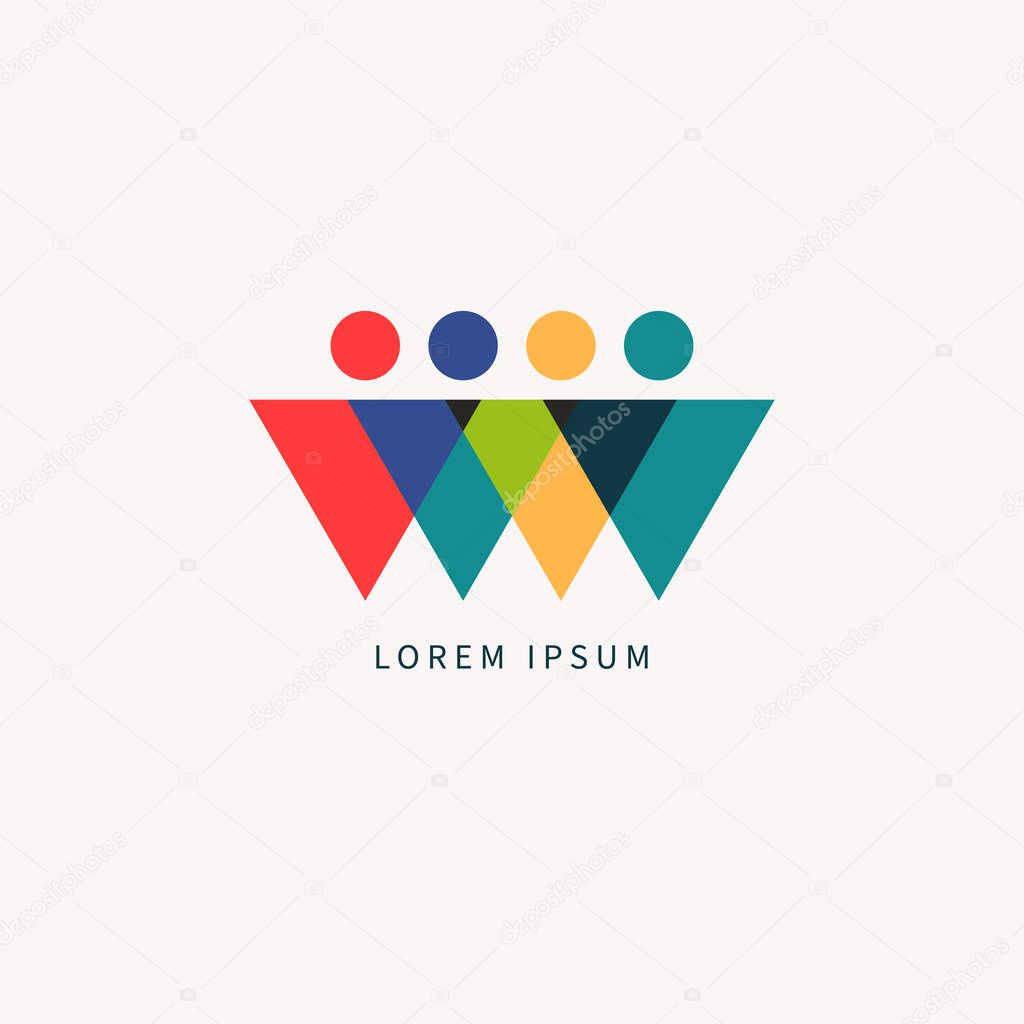 Group of triangular people logotype, people triangles logo. Business logo, connected group icon. Teamwork concept, team logotype