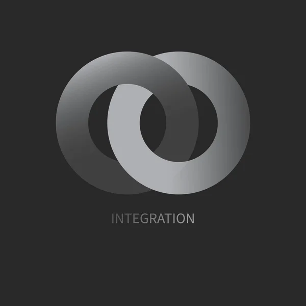 Integration Interaktionsskylt Runda Affärsidén Interakt Logotyp Minimal Affärsikon Abstrakta Kretsar — Stock vektor