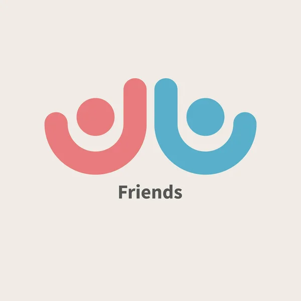 Arkadaşlık Takım Çalışması Düz Geometrik Logo Arkadaş Resmi Soyut Selamlama — Stok Vektör