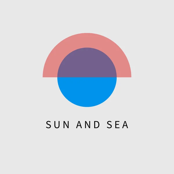 Sun Sea Geometric Minimal Logo Minimalistic Simple Logotype Travel Agency — Vector de stock