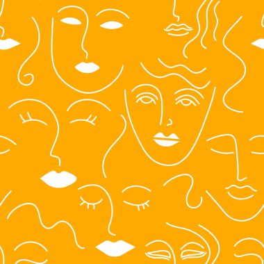 Kadın yüzleri, kusursuz çizim şekilleri. Kadın geçmişi, feminizmi, kadınlığı