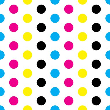 CMYK polka noktasız desen ve düzenli satırlar. Noktalar arkaplan, süsü tekrarla