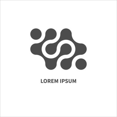 Yenilik, logo teknolojisi, noktalar ikonu, bilim konsepti. Soyut geometrik logoyu icat et. Nanoteknoloji kavramı