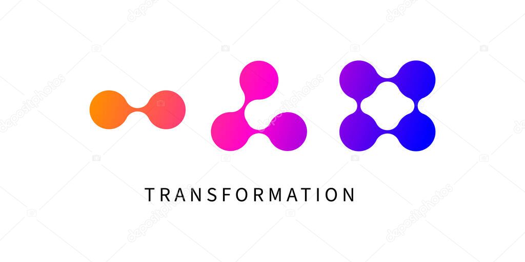 Transformation, transformation process, development metaphor. Development, process sign, business concept