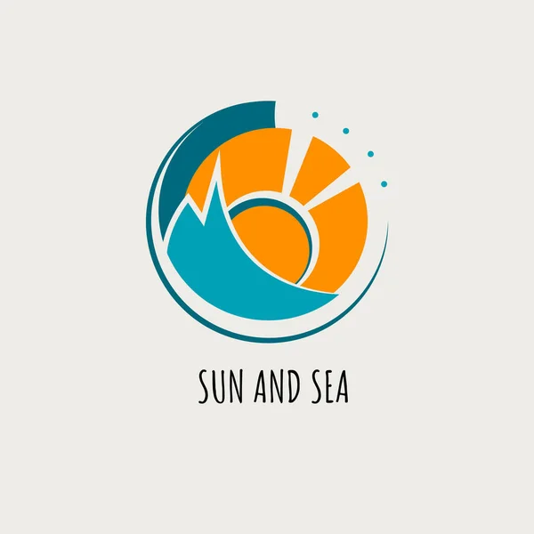 Logo Sol Mar Icono Azul Amarillo Ilustración Vectores Sol Mar — Vector de stock